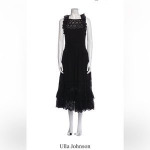 Ulla Johnson black lace open back midi dress size 8